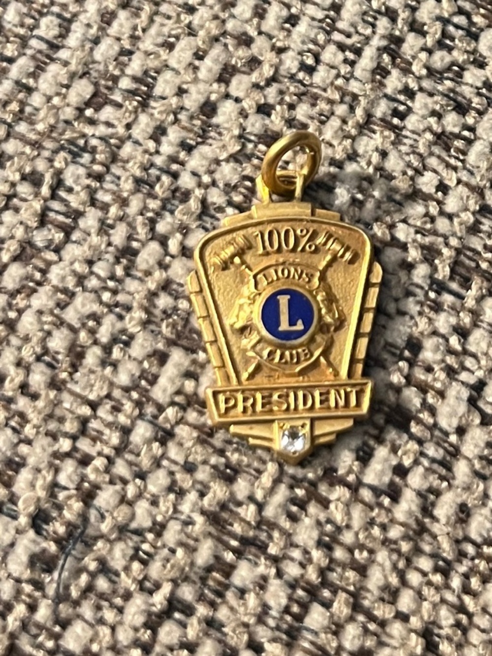 Lions Club President Gold Tone Pendant
